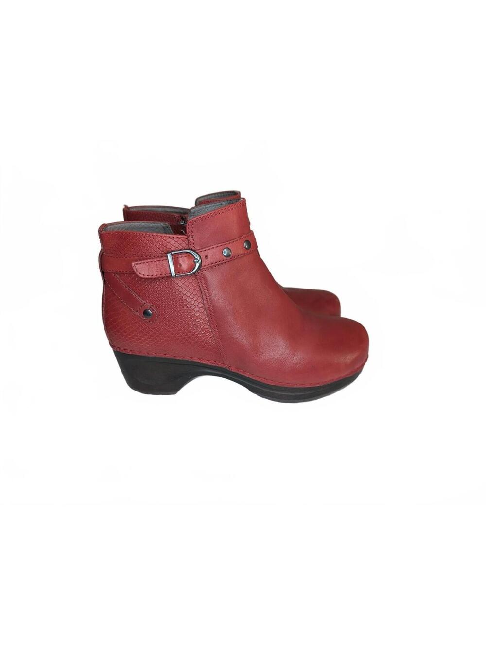 Sanita Red Leather Ankle Boots Size 40